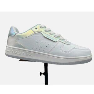 Nautica Youth Girl's Casual Sneakers Size 5 White Classic Style Lace up Shoes